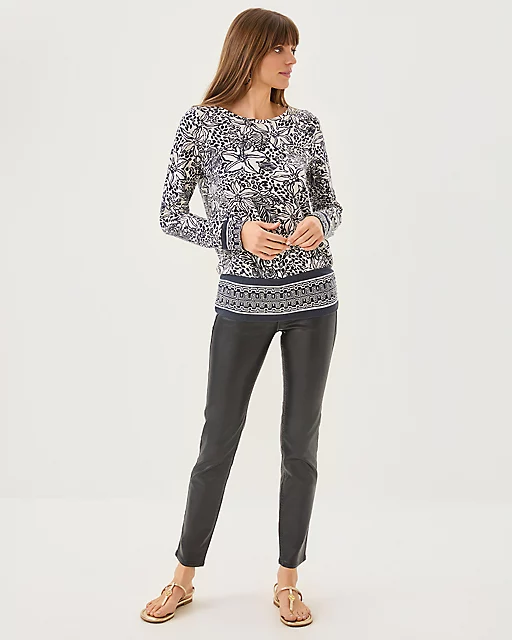 Lilly Pulitzer Tamika Top Onyx Lots To Spot Engineered Knit Top