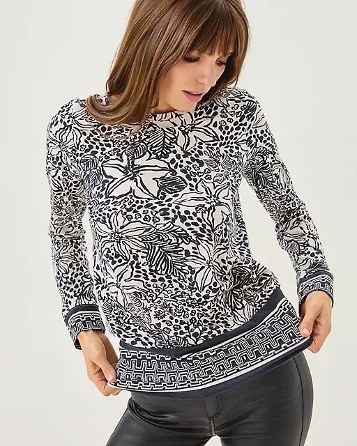 lilly pulitzer Tamika Top Onyx Lots To Spot Engineered Knit Top