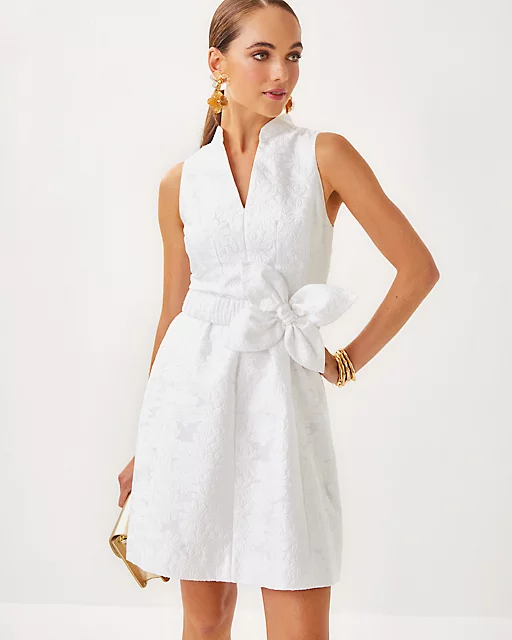 Lilly Pulitzer Tazie Dress Resort White Peony Bloom Organza Jacquard