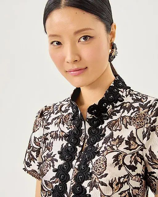 Lilly Pulitzer Teddy Jacquard Shift Dress Noir Pineapple Puff Metallic Jacquard