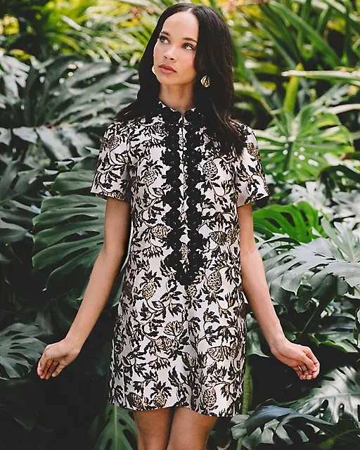 lilly pulitzer Teddy Jacquard Shift Dress Noir Pineapple Puff Metallic Jacquard