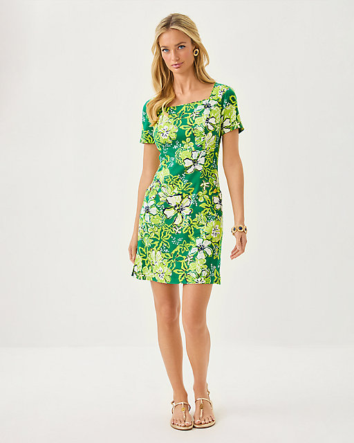 Lilly Pulitzer The Short Sleeved Lilly Shift Dress Fiddle Leaf Green Once And Floral