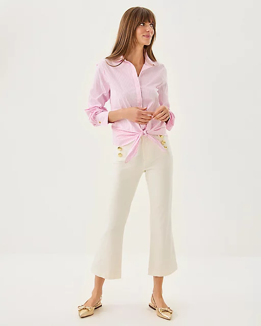 Lilly Pulitzer The Tie Lilly Shirt Conch Shell Pink Shadow Shirting Stripe