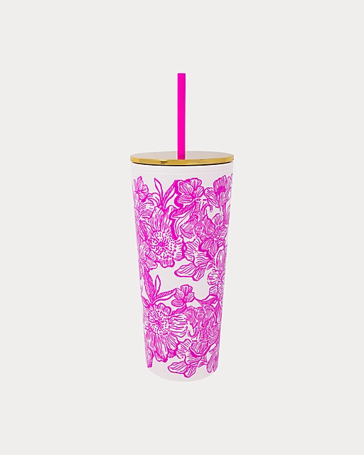 Lilly Pulitzer Tumbler With Straw Coconut Unforgettable Pink