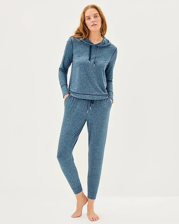 lilly pulitzer UPF 50+ Asena Hoodie & Lillabeth Pant Set Low Tide Navy X Tangier Teal