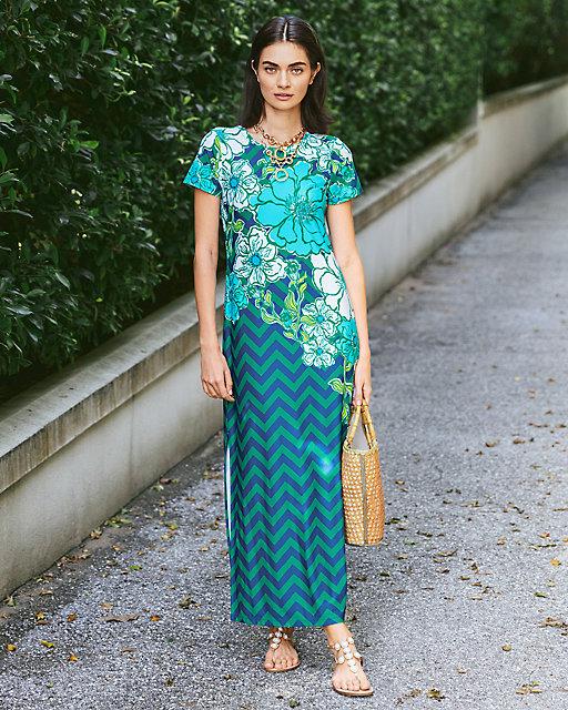 lilly pulitzer UPF 50+ ChillyLilly Kaden Maxi Dress Starlight Navy Chevs Kiss Engineered Chillylilly