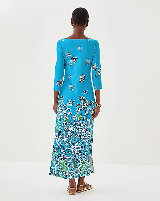 Lilly Pulitzer UPF 50+ ChillyLilly Seralina Maxi Dress Tangier Teal Safari Social Engineered Chillylilly