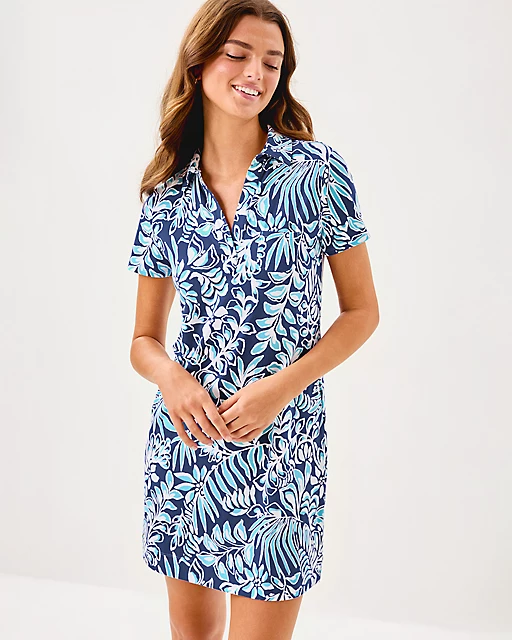 Lilly Pulitzer UPF 50+ Dune Dress Sapphire Pool Summer Shorelines