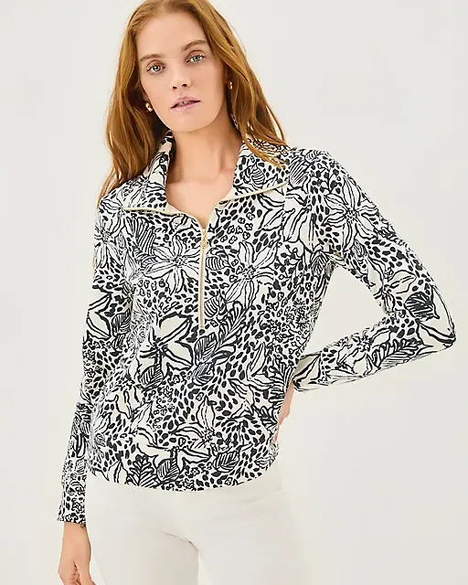 lilly pulitzer UPF 50+ Eleni Pullover Onyx Lots To Spot