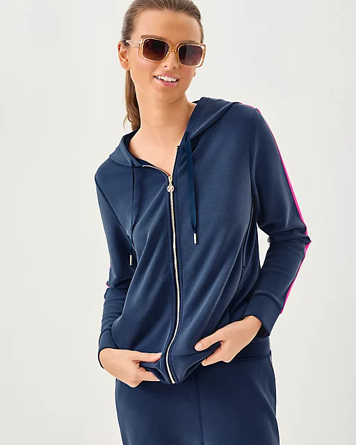 Lilly Pulitzer UPF 50+ Fenella Zip-Up Hoodie & Alwyn Pant Set Low Tide Navy