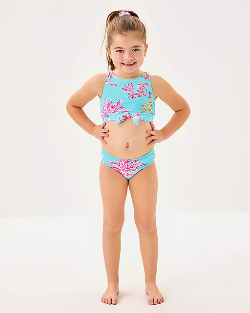 lilly pulitzer UPF 50+ Girls Tacoma Tankini Swim Set Multi Royal Coral