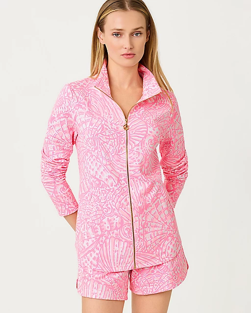 lilly pulitzer UPF 50+ Leona Zip-Up Jacket Pelican Pink Sea Cups