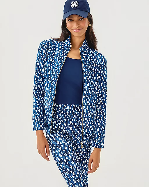 Lilly Pulitzer UPF 50+ Leona Zip-Up Jacket Starlight Navy Youre An Animal