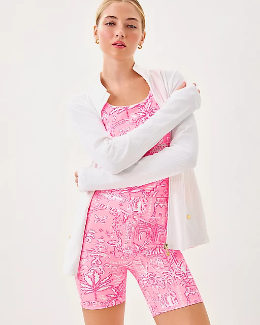 Lilly Pulitzer UPF 50+ Luxletic 5" Weekender High Rise Bike Short Conch Shell Pink Pennys Playground