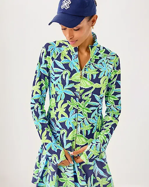 Lilly Pulitzer UPF 50+ Luxletic Breaker Jacket Sapphire Pool Tropical Tango