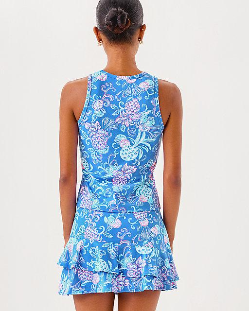 Lilly Pulitzer UPF 50+ Luxletic Candia Active Bra Tank Top Sunwashed Blue Citrus Crush