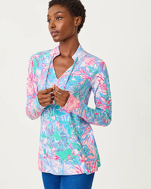 Lilly Pulitzer UPF 50+ Luxletic Cassi Popover Blue Peri Viva La Lilly