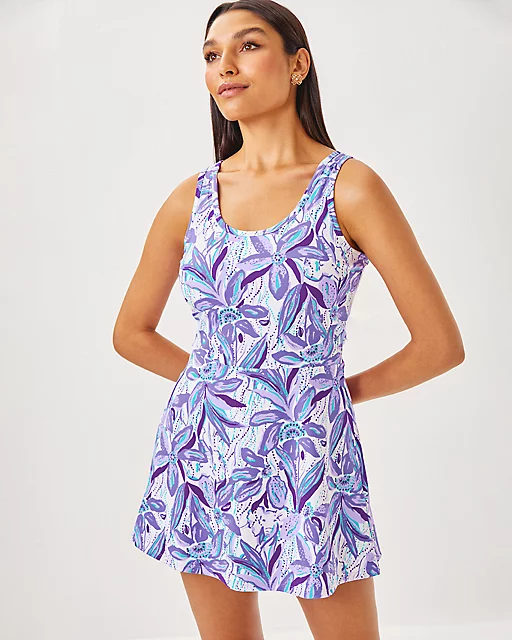lilly pulitzer UPF 50+ Luxletic Charlotta Active Dress Tropicalia Purple Elephant In The Bloom