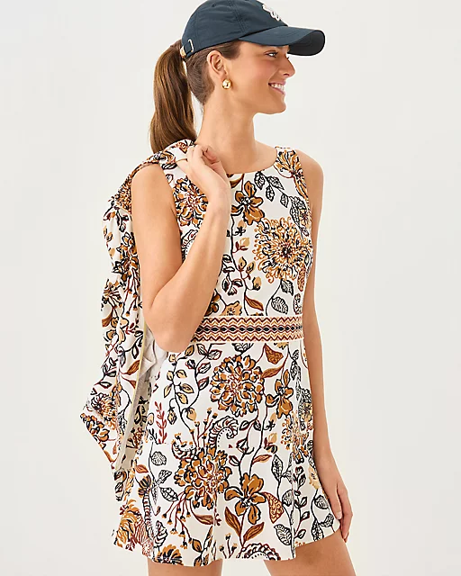 Lilly Pulitzer UPF 50+ Luxletic Fresh Squeeze Active Dress Coconut Take Meowt Engineered Luxletic Dress