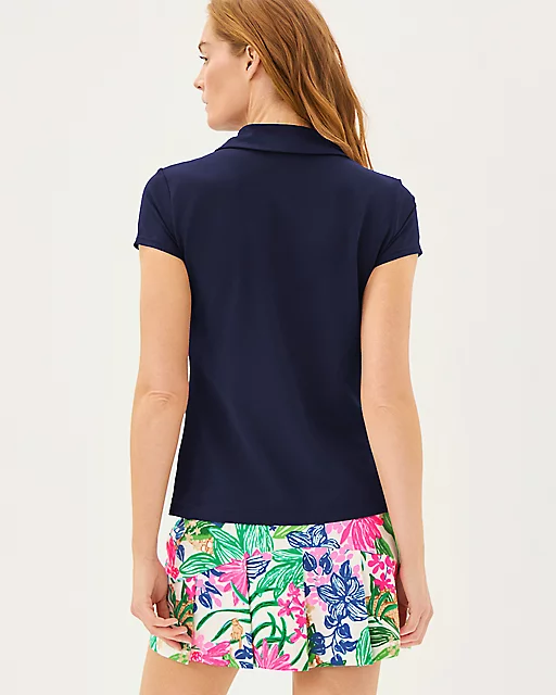 Lilly Pulitzer UPF 50+ Luxletic Frida Scallop Polo Top True Navy