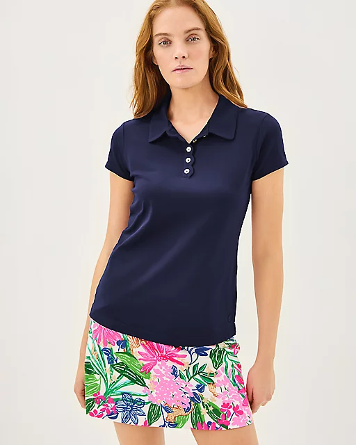 Lilly Pulitzer UPF 50+ Luxletic Frida Scallop Polo Top True Navy