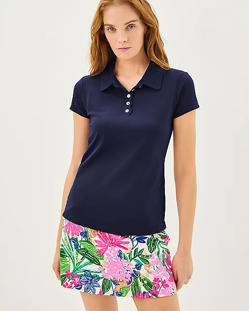 lilly pulitzer UPF 50+ Luxletic Frida Scallop Polo Top True Navy