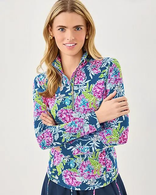lilly pulitzer UPF 50+ Luxletic Justine Pullover Multi Dahlia Licious