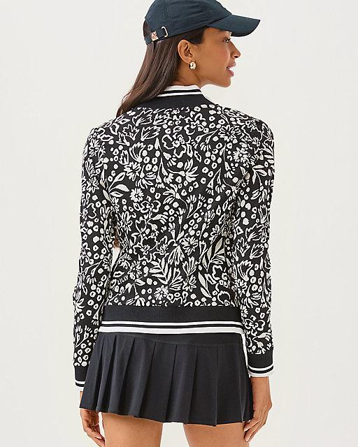 Lilly Pulitzer UPF 50+ Luxletic Regate Jacket Noir Purrfect Pounce Knit Jacquard
