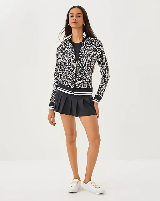 Lilly Pulitzer UPF 50+ Luxletic Regate Jacket Noir Purrfect Pounce Knit Jacquard