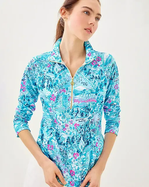 Lilly Pulitzer UPF 50+ Skipper Popover Blue Peri Lilly Loves North Carolina