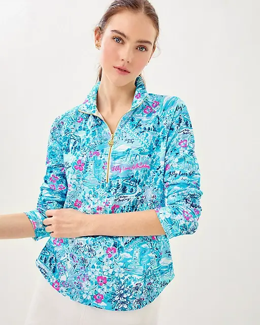 lilly pulitzer UPF 50+ Skipper Popover Blue Peri Lilly Loves North Carolina