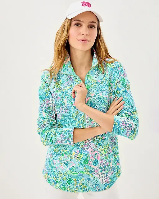 Lilly Pulitzer UPF 50+ Skipper Popover Surf Blue Lilly Loves South Carolina