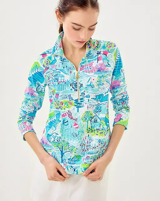 Lilly Pulitzer UPF 50+ Skipper Popover Whisper Blue Lilly Loves Nantucket