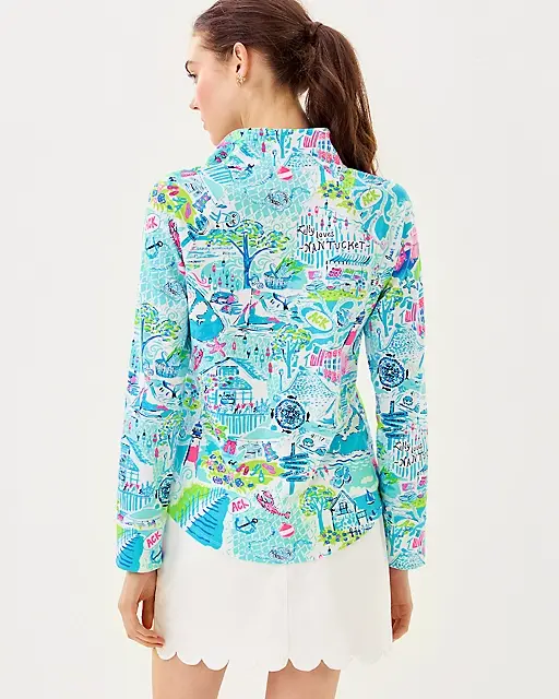 Lilly Pulitzer UPF 50+ Skipper Popover Whisper Blue Lilly Loves Nantucket