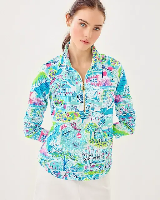 lilly pulitzer UPF 50+ Skipper Popover Whisper Blue Lilly Loves Nantucket