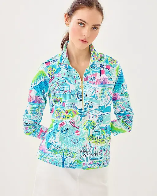 lilly pulitzer UPF 50+ Skipper Popover Whisper Blue Lilly Loves Nantucket