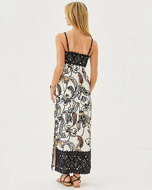 Lilly Pulitzer Vena Stretch Maxi Dress Coconut Oversized Irisistable