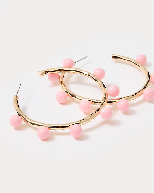 Lilly Pulitzer Wave N Sea Hoop Earrings Conch Shell Pink