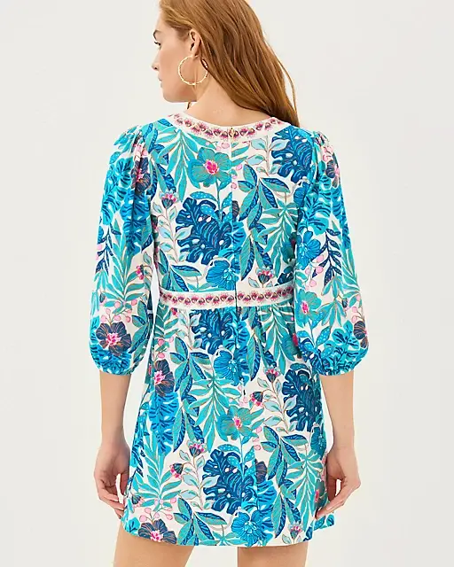 Lilly Pulitzer Wexlee Skirted Romper Breezy Aqua Best Fronds Forever Engineered Romper