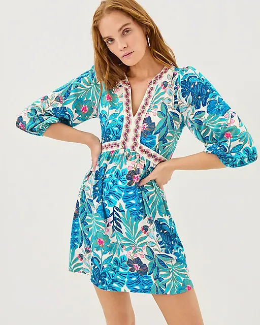 lilly pulitzer Wexlee Skirted Romper Breezy Aqua Best Fronds Forever Engineered Romper