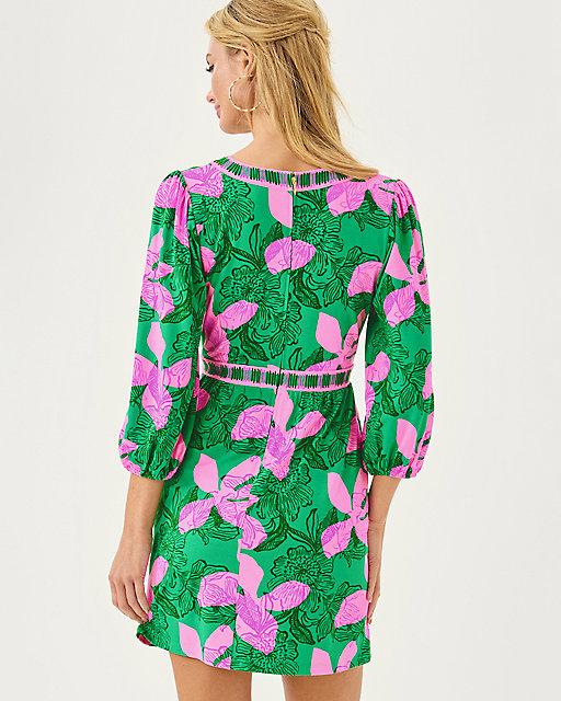 Lilly Pulitzer Wexlee Skirted Romper Kitts Green Sunset Shadows Engineered Romper