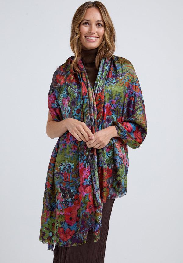 Lily And Lionel Autumn Oversized Floral Printed Scarf In Multi