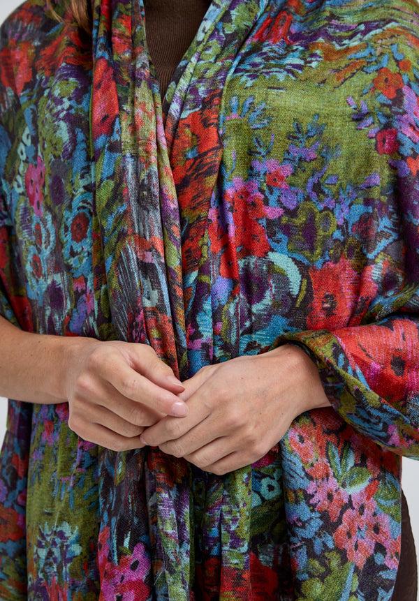 Lily And Lionel Autumn Oversized Floral Printed Scarf In Multi