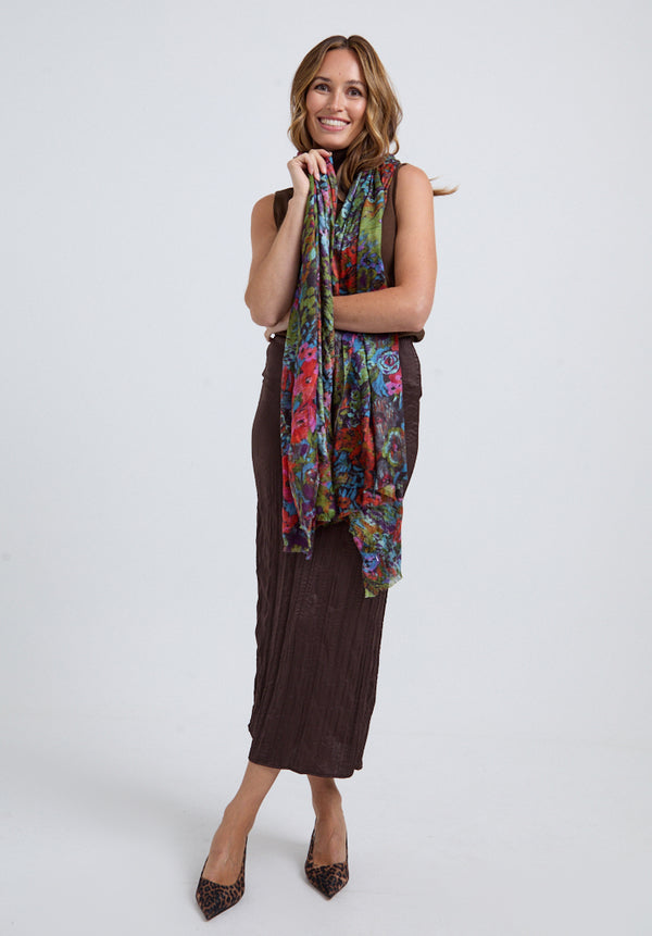 lily and lionel Autumn Oversized Floral Printed Scarf In Multi