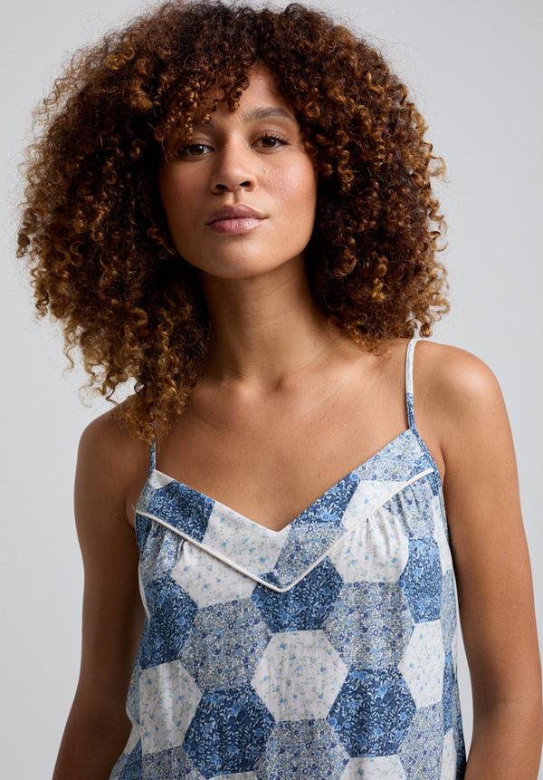 Lily And Lionel Camilla Cami & Short Aster Patchwork Print Set In Blue