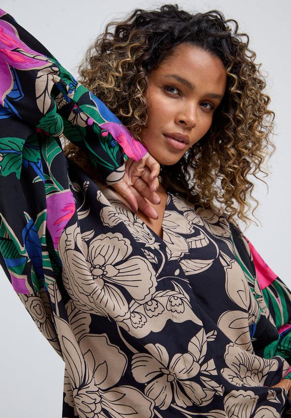 Lily And Lionel Celeste V-Neck Floral Printed Blouse In Multi