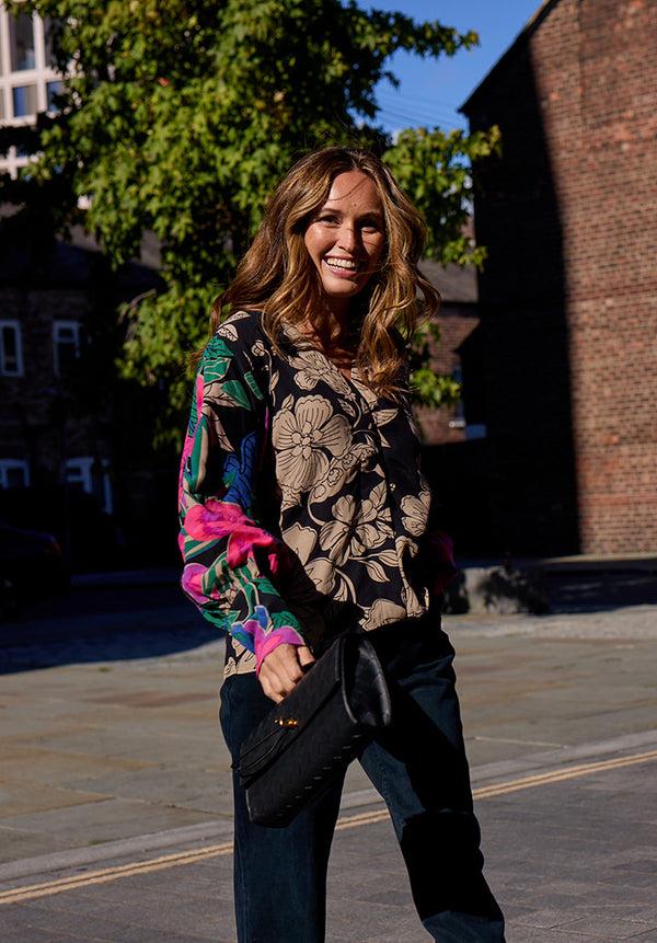 lily and lionel Celeste V-Neck Floral Printed Blouse In Multi