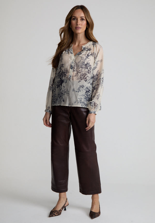 Lily And Lionel Eleanor V-Neck Floral Printed Blouse In Cream