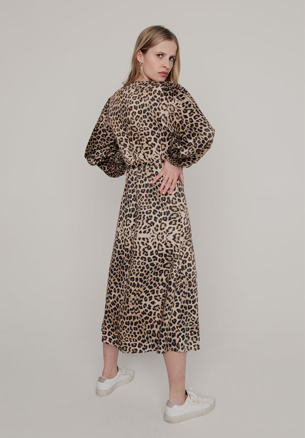 Lily And Lionel Fifi Wrap Safari Print Midi Dress In Brown