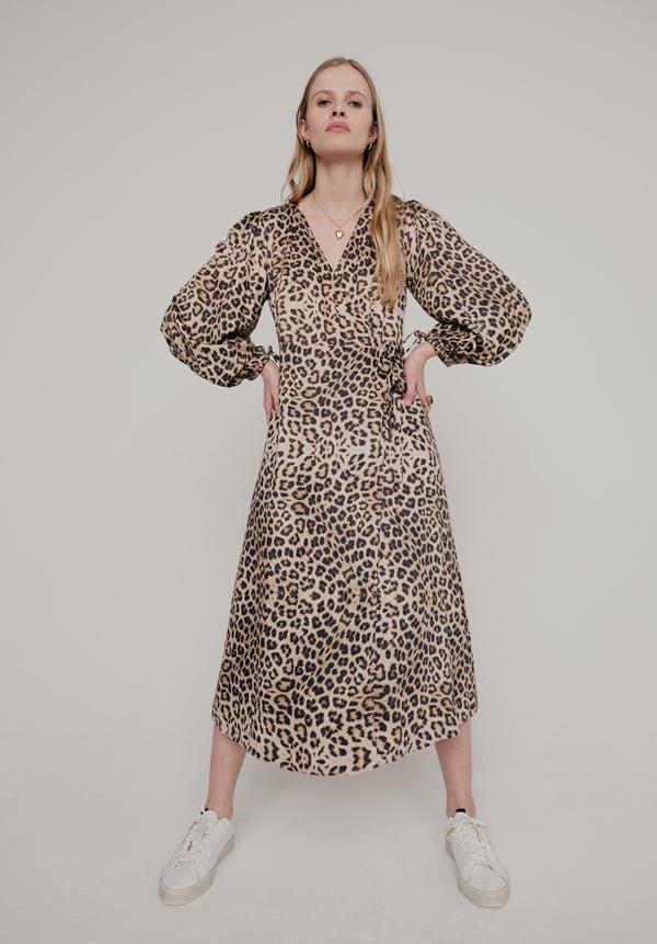 Lily And Lionel Fifi Wrap Safari Print Midi Dress In Brown